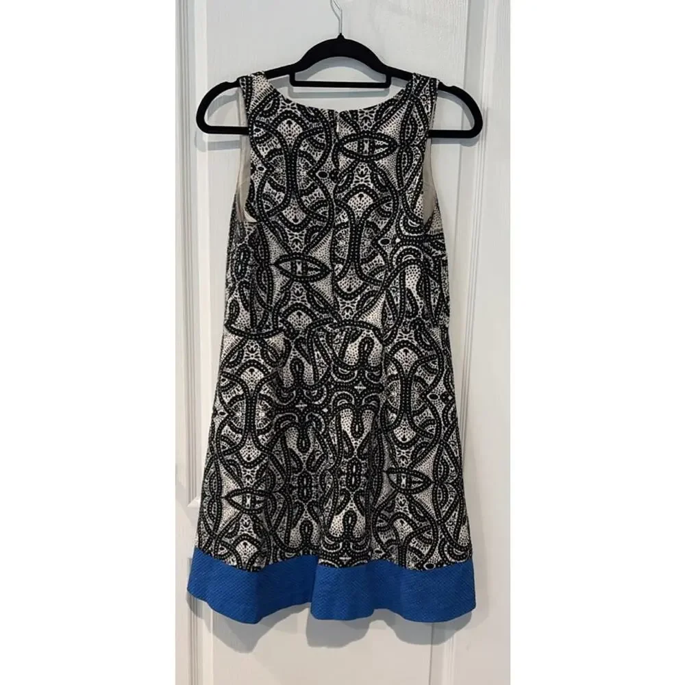 The Limited Black White Patterned Sleeveless Fit & Flare Dress Sz 10